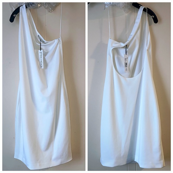 Alice + Olivia Rosia Off White One Shoulder Cut Out Cocktail Mini Dress - Picture 6 of 16